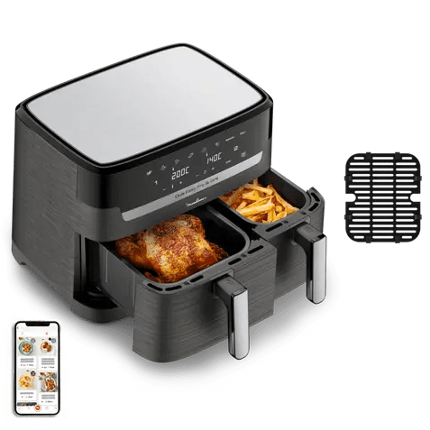 Air Fryer MOULINEX Dual Easy Fry & Grill EZ905B20-2700 W – 8 programmes – 2 Tiroir- 8.3L